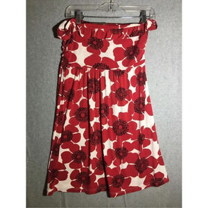 Womens Vintage Judith March Dress Strapless Flowers Abstract Red Y2K 2000s
